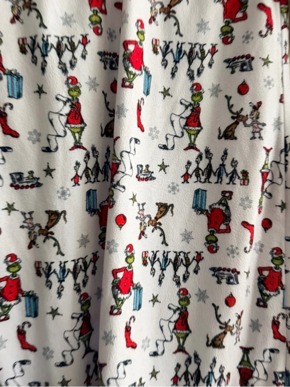 Dr. Seuss White Nightgown with Red Trim and Multicolor Characters